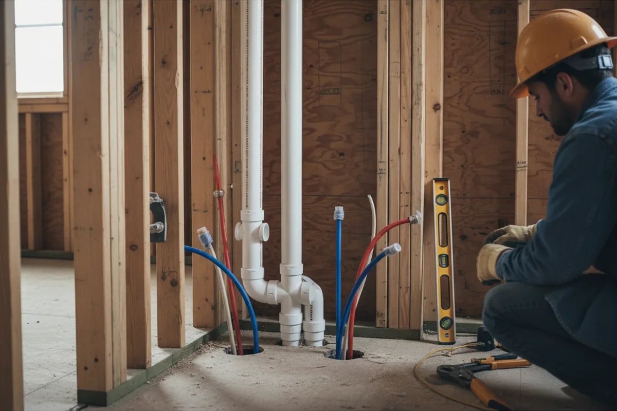Drain and supply rough-in during Sump Pump Repair in Walden